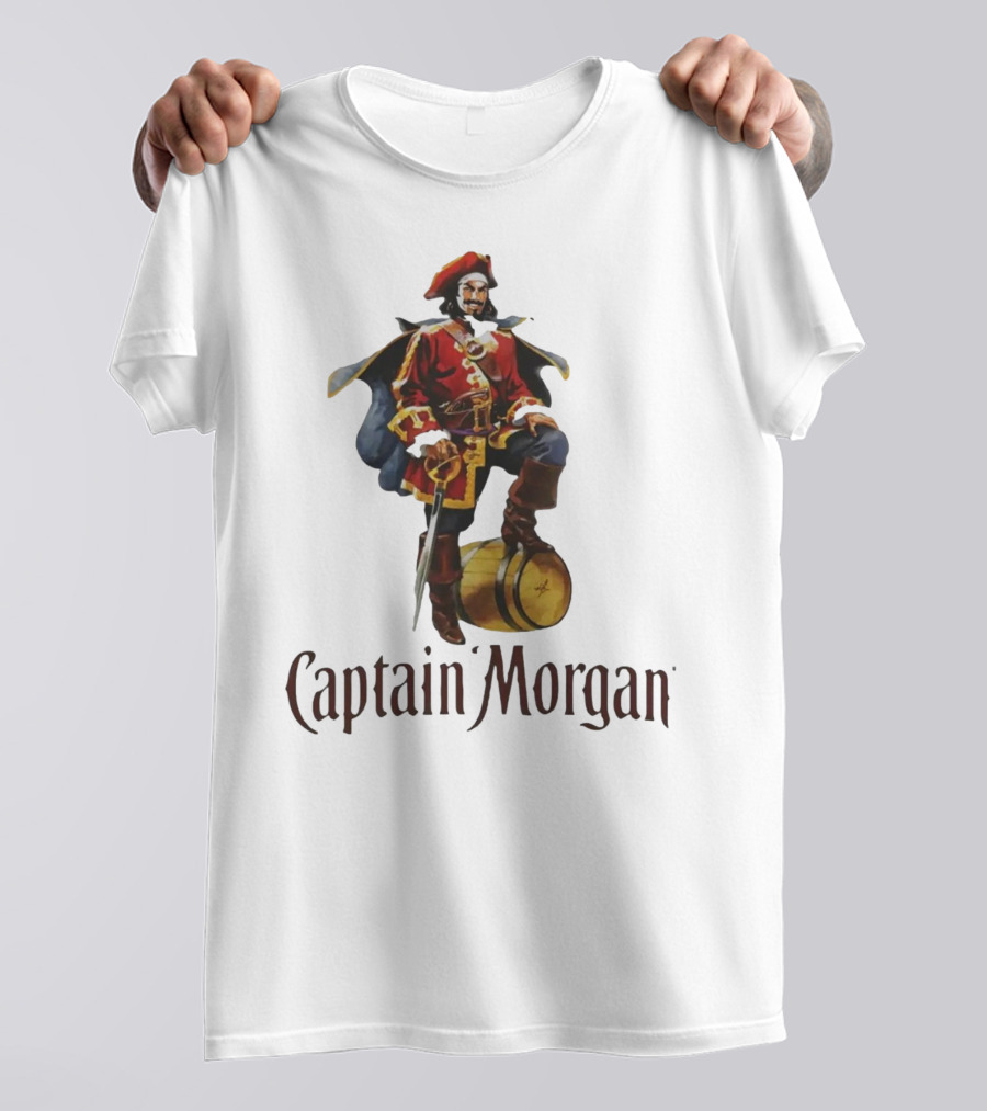 Captain Morgan Rum Pirate Standing On Barrel T-Shirt