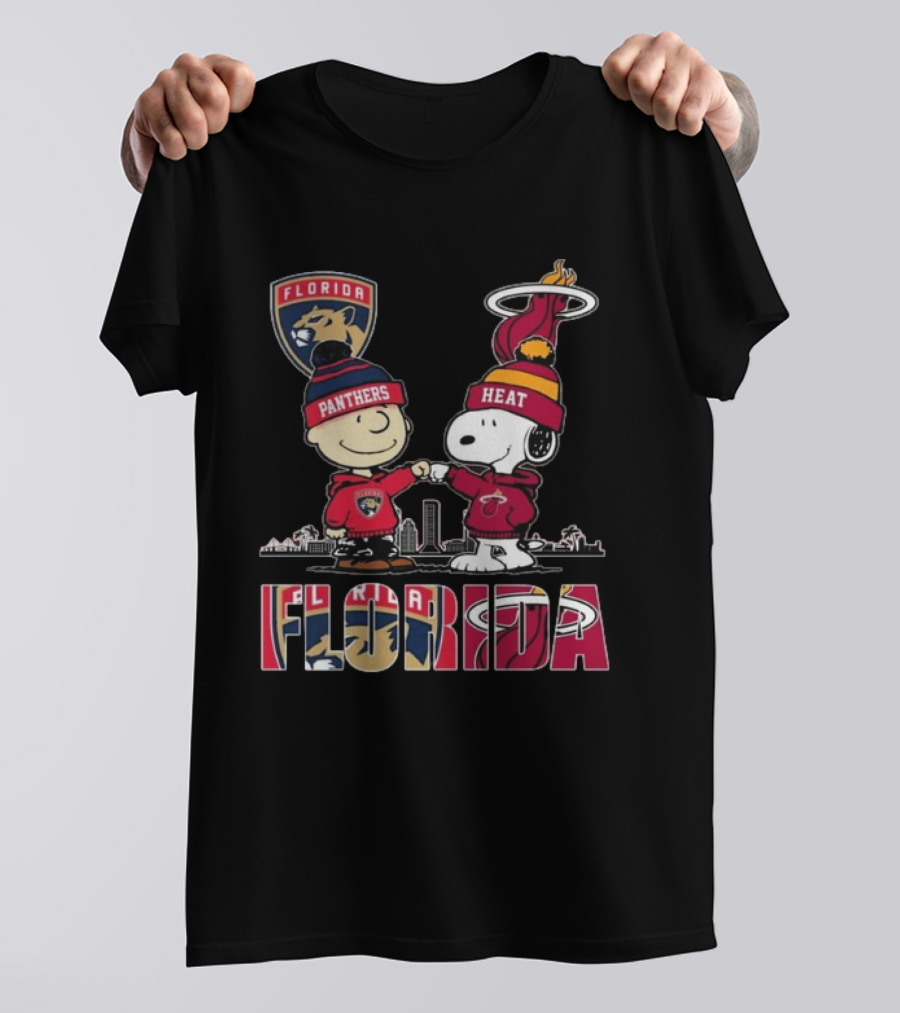 Florida Panthers Miami Heat Charlie Brown Snoopy Proud Florida T-Shirt