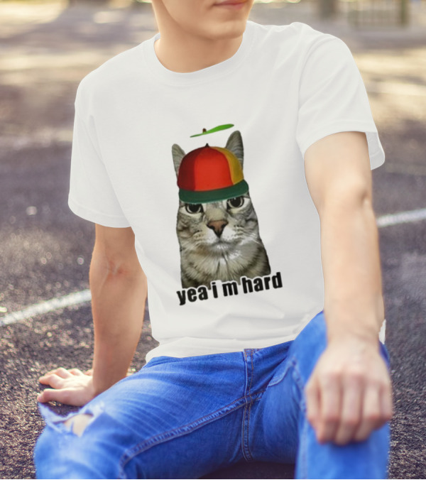 Cat Yea I’m Hard Propeller Hat T-Shirt