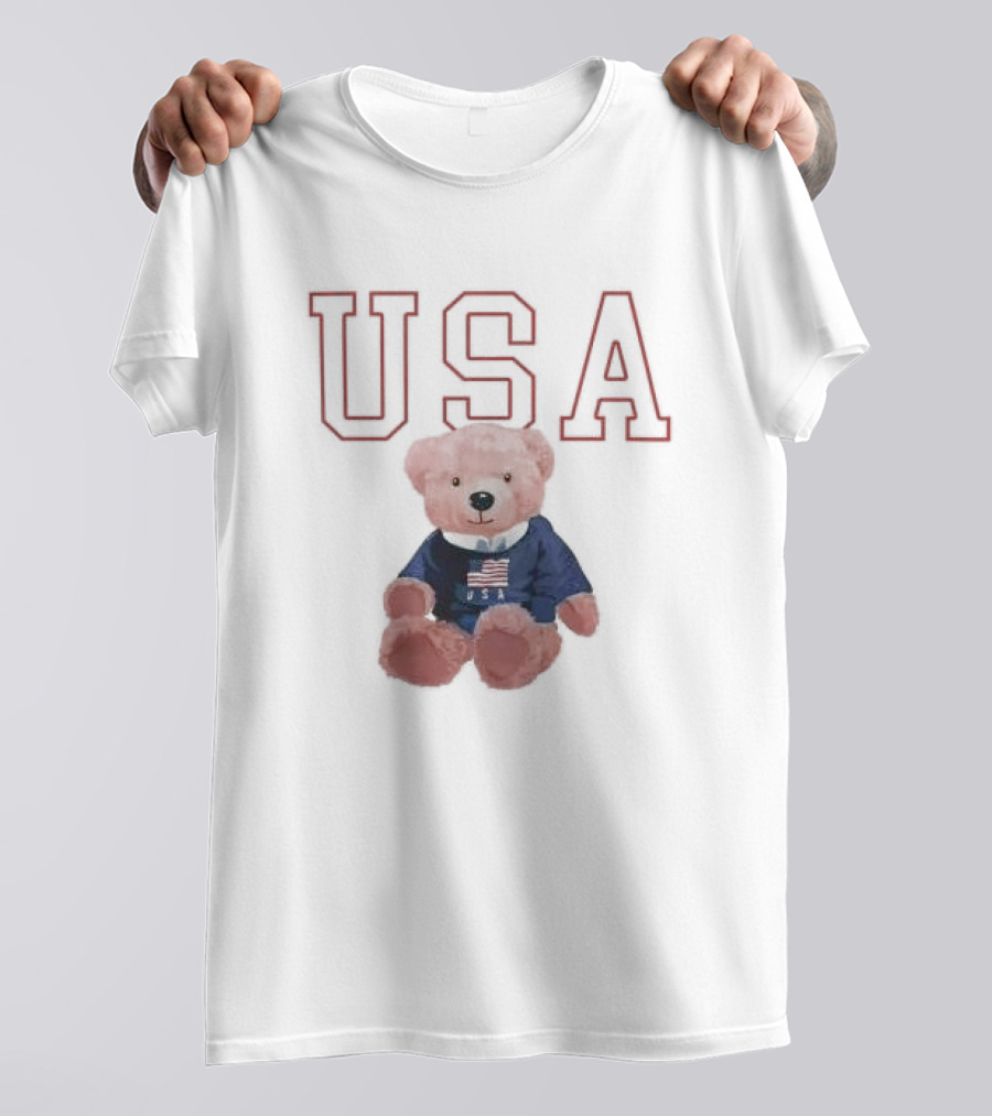 USA Patriotic Bear Plush With American Flag T-Shirt