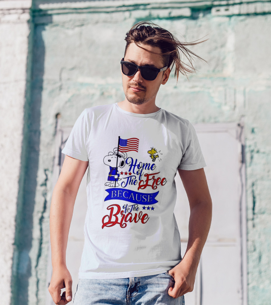 Snoopy Home Of The Free Because Of The Brave Independence Day T-Shirt