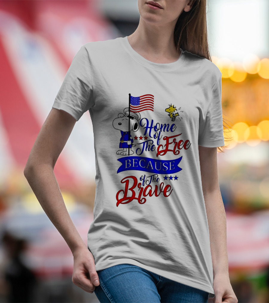 Snoopy Home Of The Free Because Of The Brave Independence Day T-Shirt
