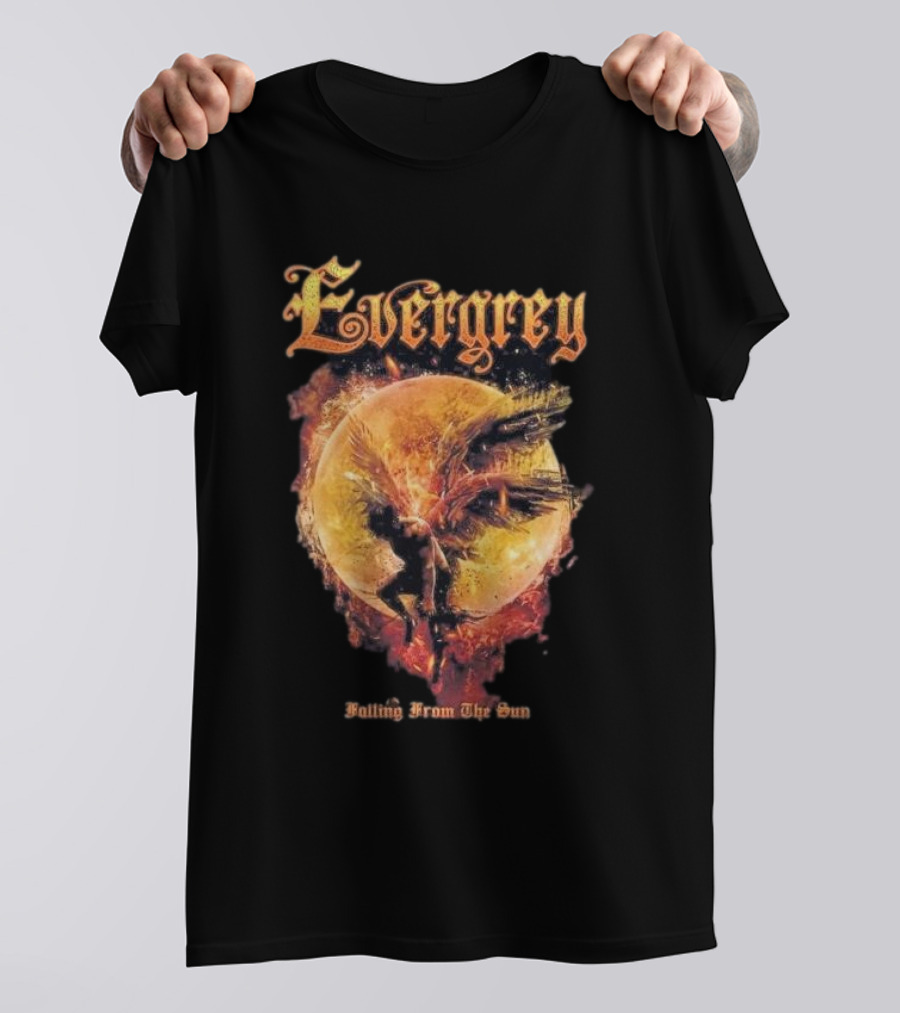 Evergrey Falling From The Sun Celestial Figure And Fiery Orb T-Shirt