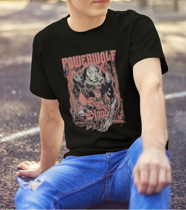 Powerwolf We Drink Your Blood Gothic Werewolf T-Shirt