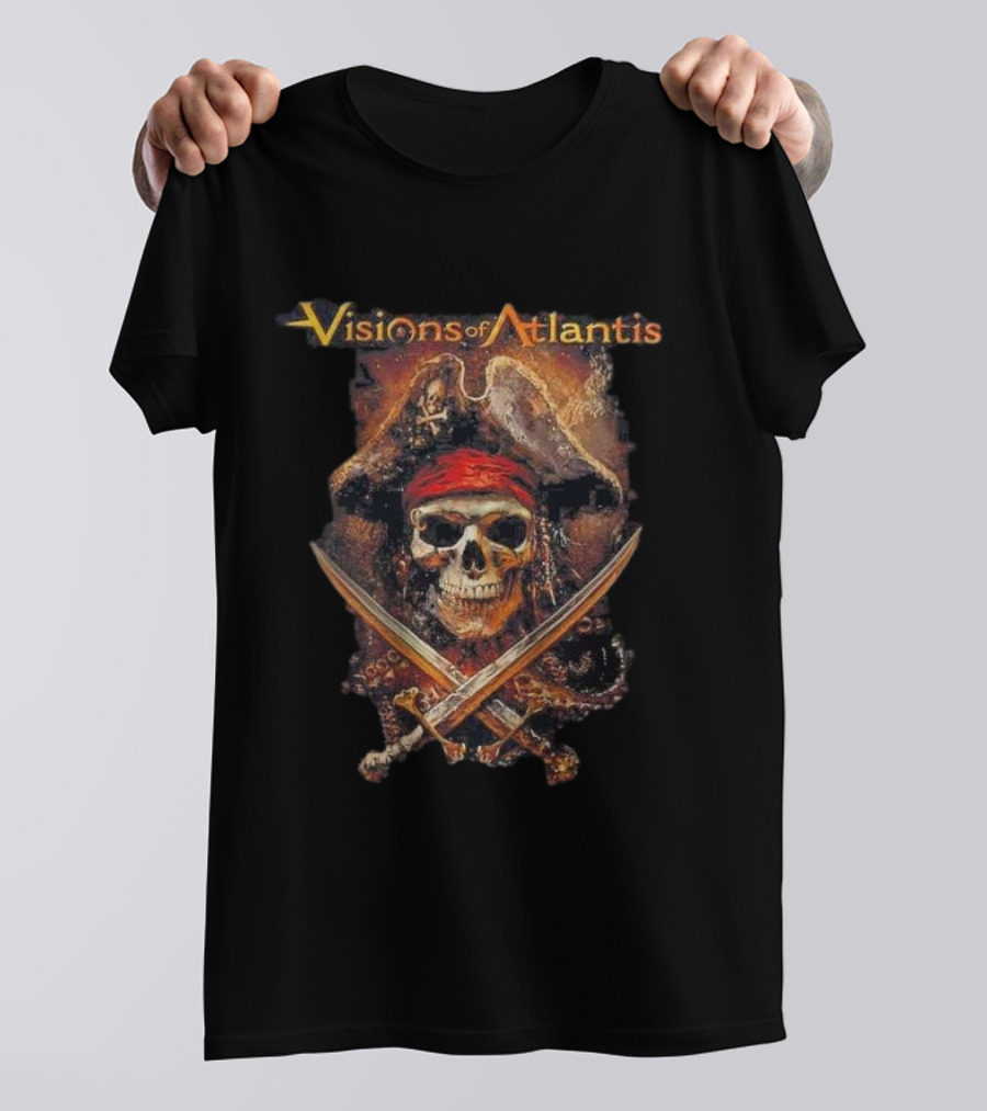 Visions Of Atlantis Skull Pirate With Crossed Swords And Hat T-Shirt