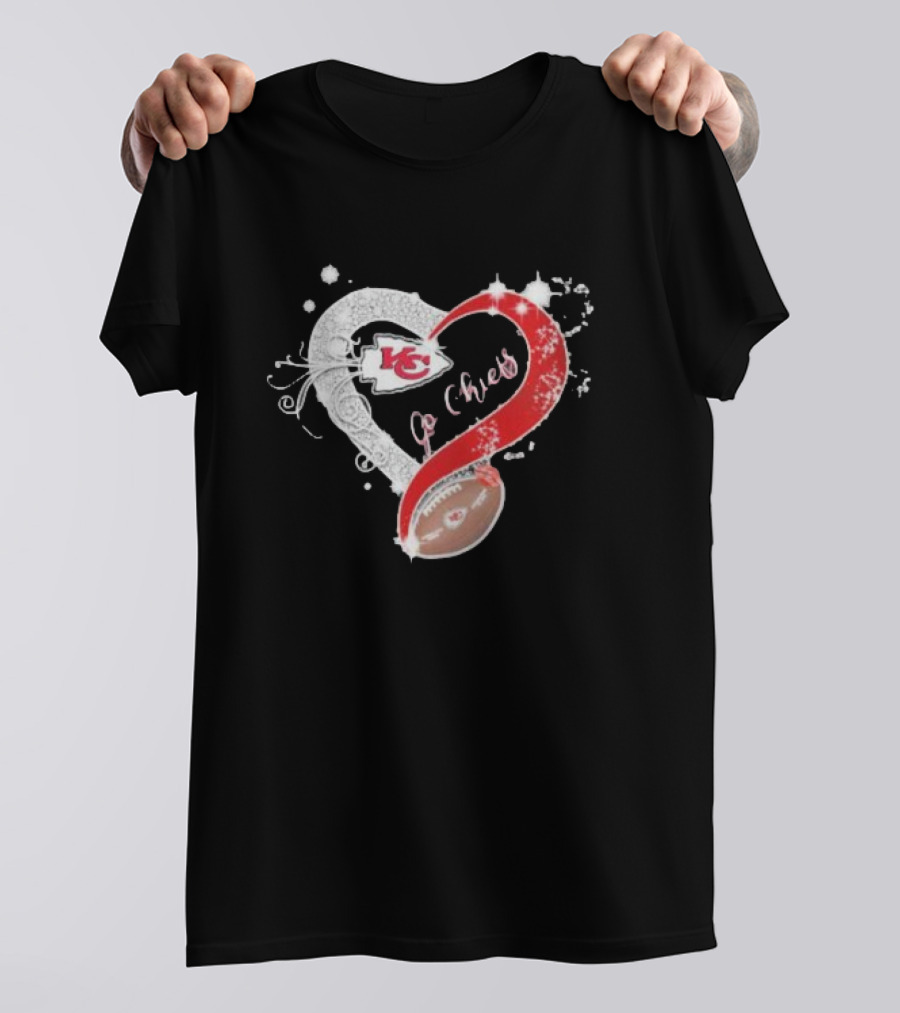 Kansas City Chiefs Heart Football Go Chiefs T-Shirt
