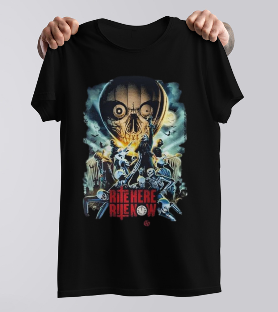 Papa Emeritus IV Rite Here Rite Now Limited Haunting Cinemas Worldwide Skeleton Skull Moon Bats T-Shirt