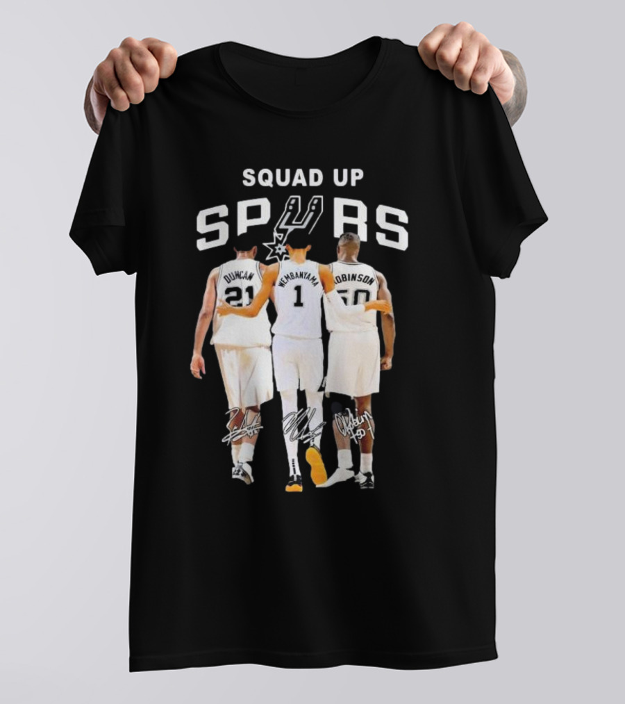 SQUAD UP SAN ANTONIO SPURS DUNCAN WEMBANYAMA ROBINSON SIGNATURES T-Shirt