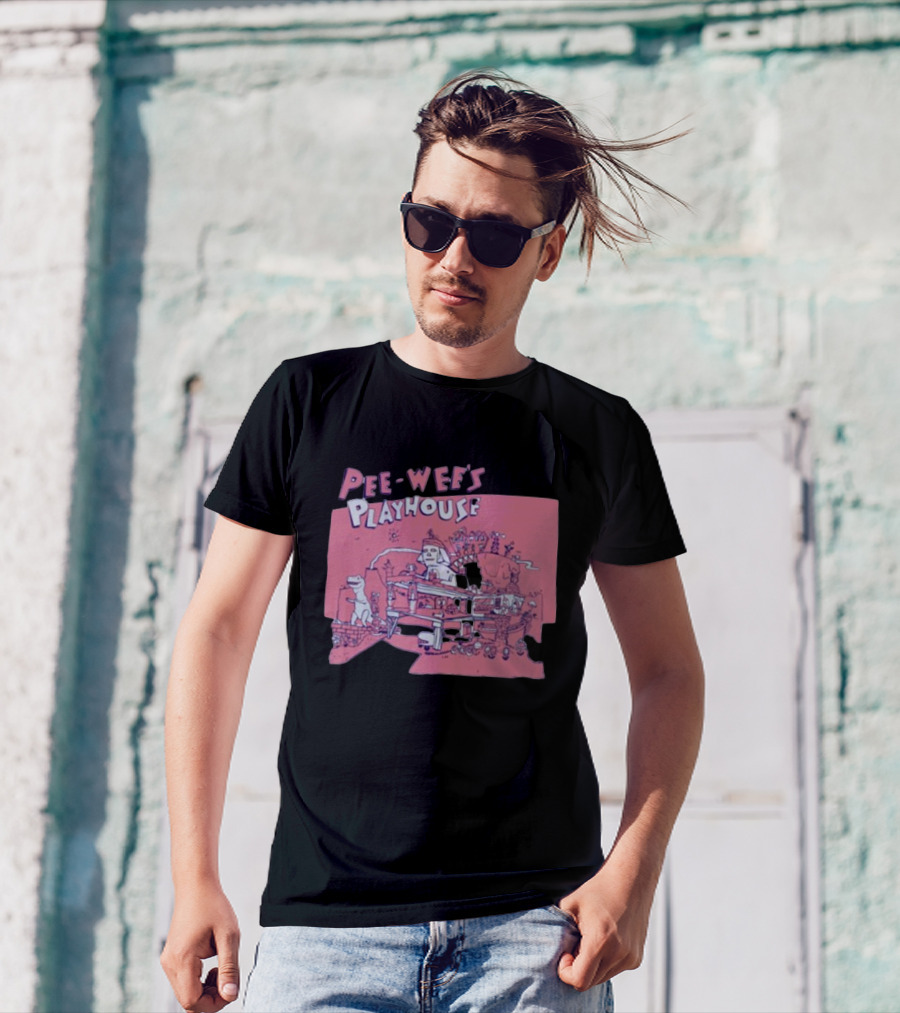 Pee-Wee's Playhouse Retro Rad Dinosaur Sphinx And Castle Scene T-Shirt