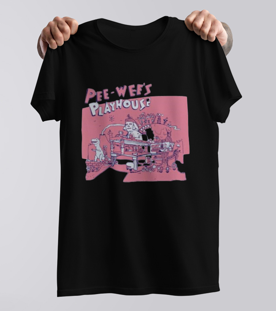Pee-Wee's Playhouse Retro Rad Dinosaur Sphinx And Castle Scene T-Shirt