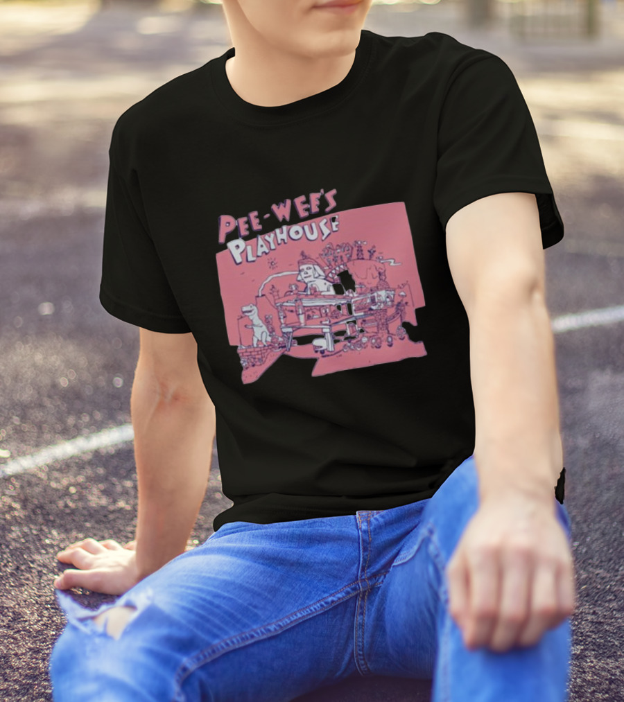 Pee-Wee's Playhouse Retro Rad Dinosaur Sphinx And Castle Scene T-Shirt
