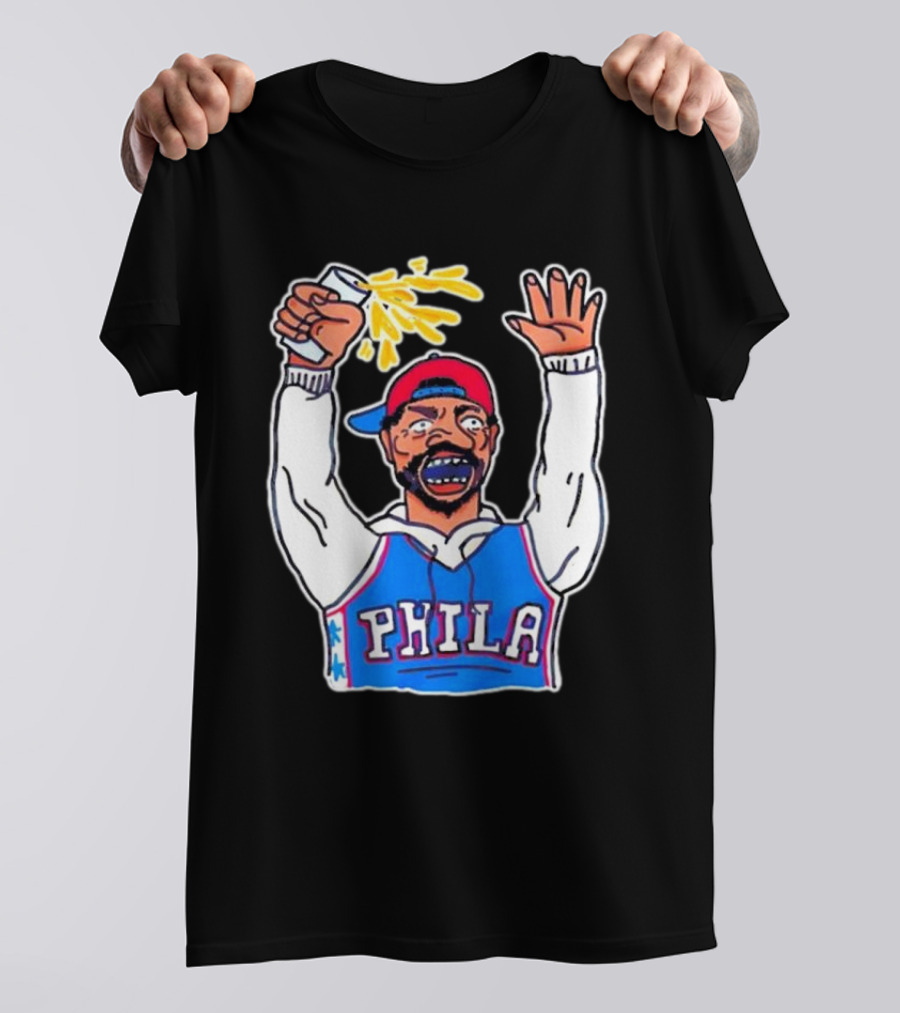 PHILA Basketball Fan With Drink And Raised Hand T-Shirt