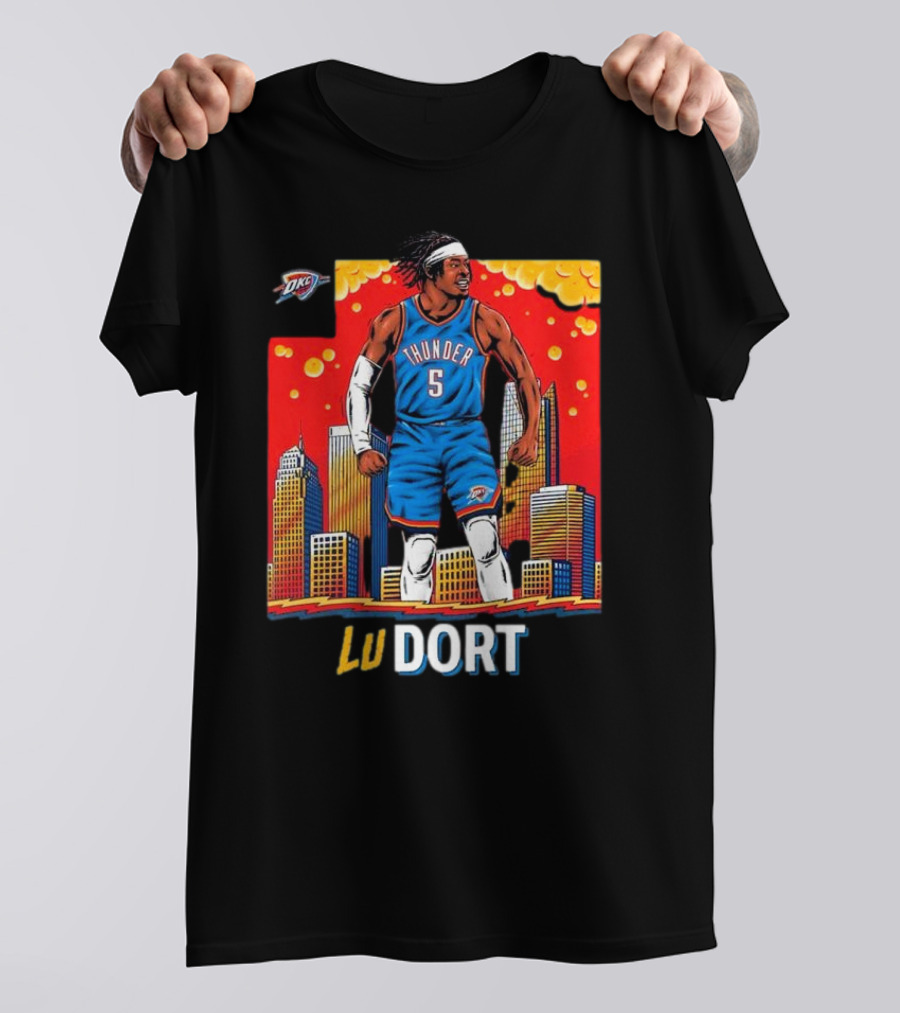 Oklahoma City Thunder Lu Dort OKC Skyline Basketball T-Shirt