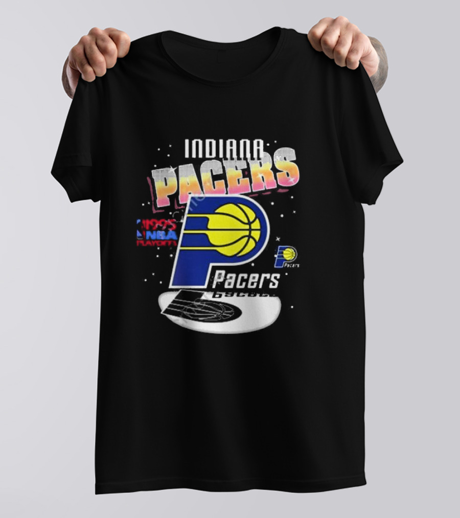 Indiana Pacers 1995 NBA Playoffs Retro Logo And Stars T-Shirt