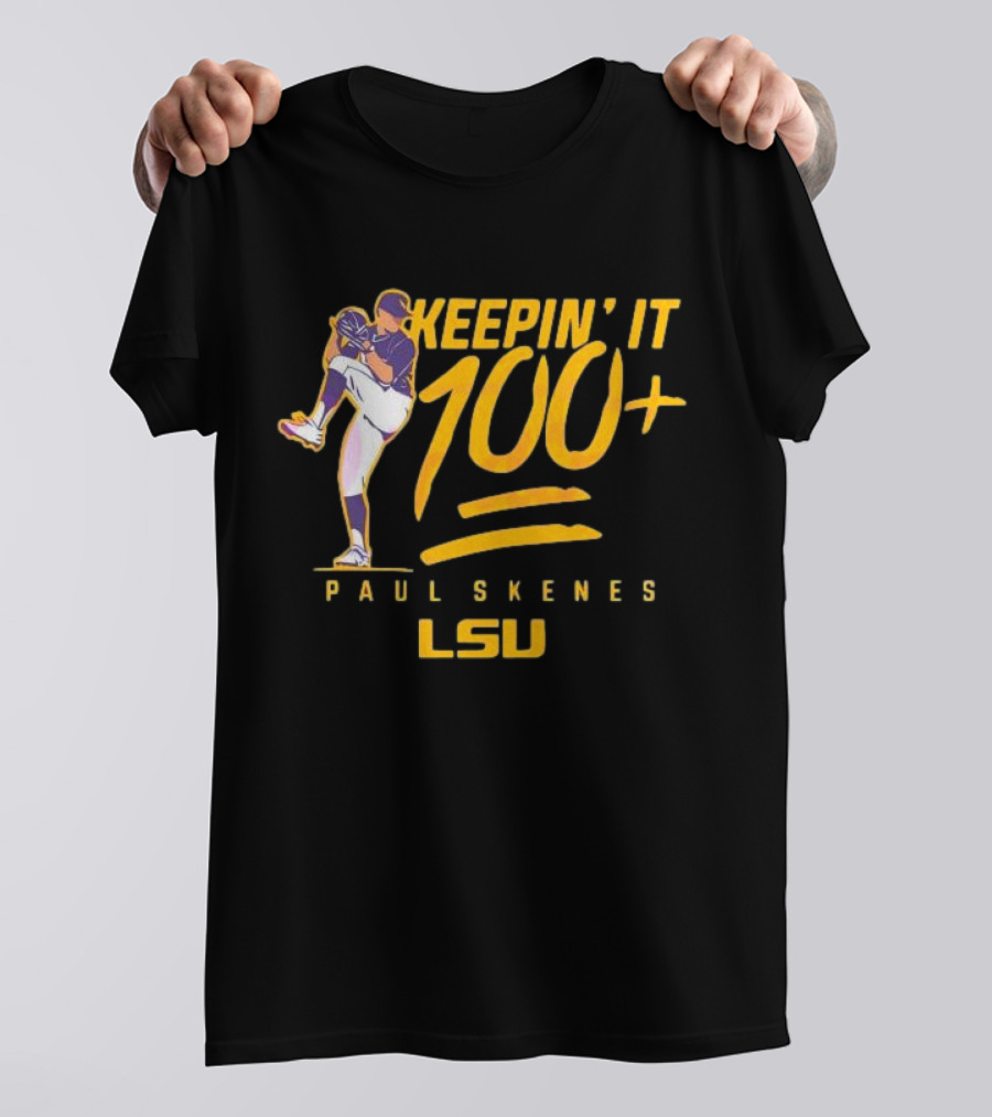 LSU Tigers Keepin' It 100+ Paul Skenes Baseball T-Shirt