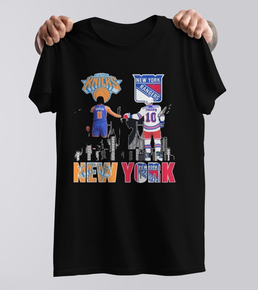 New York Knicks Jalen Brunson Rangers Artemi Panarin Legends Signatures T-Shirt