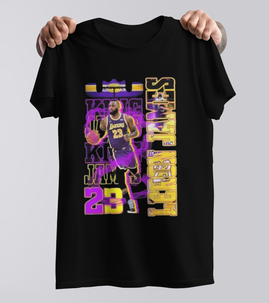 King LeBron James No. 23 Los Angeles Lakers True King Fan T-Shirt