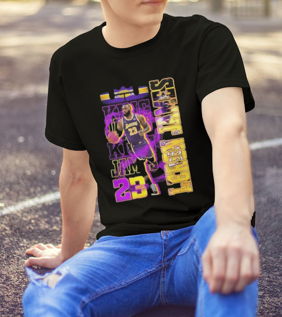 King LeBron James No. 23 Los Angeles Lakers True King Fan T-Shirt