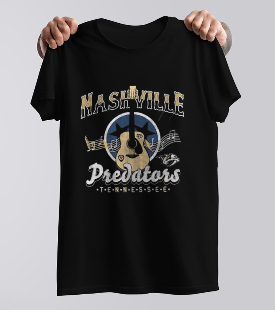 Nashville Predators Tennessee Music Guitar T-Shirt