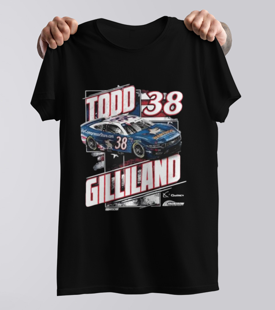 Todd Gilliland 38 Quincy Compressors Checkered Flag Sports Patriotic NASCAR Car T-Shirt