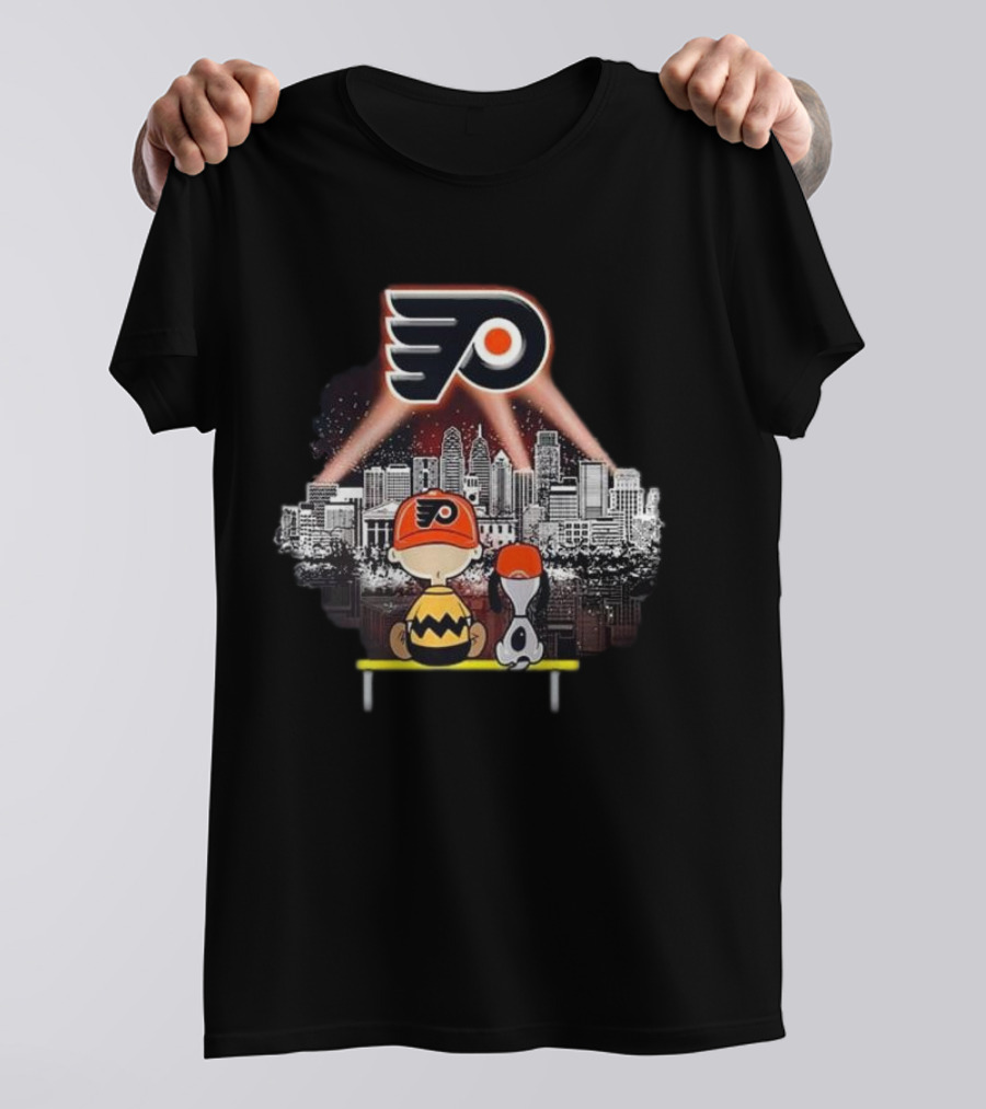 Charlie Brown Snoopy Philadelphia Flyers City Skyline T-Shirt
