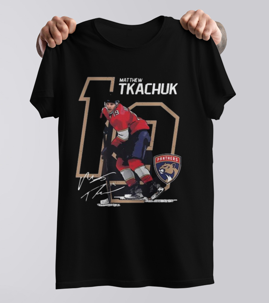 Florida Panthers Matthew Tkachuk 19 Panthers Logo Signature T-Shirt