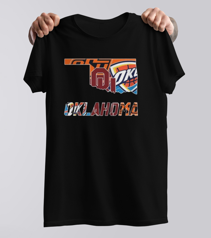 Oklahoma Sooners Oklahoma State Cowboys Oklahoma City Thunder Logos T-Shirt