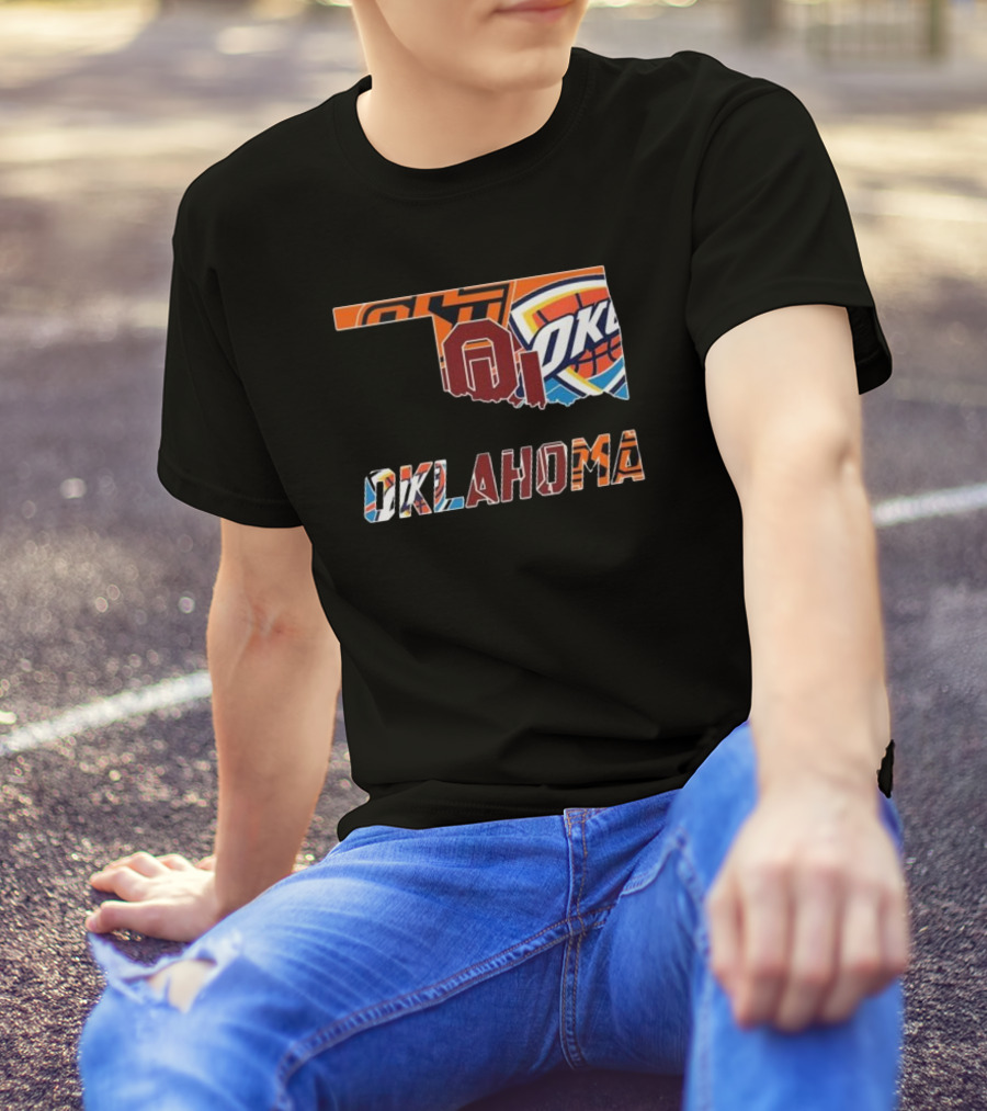Oklahoma Sooners Oklahoma State Cowboys Oklahoma City Thunder Logos T-Shirt
