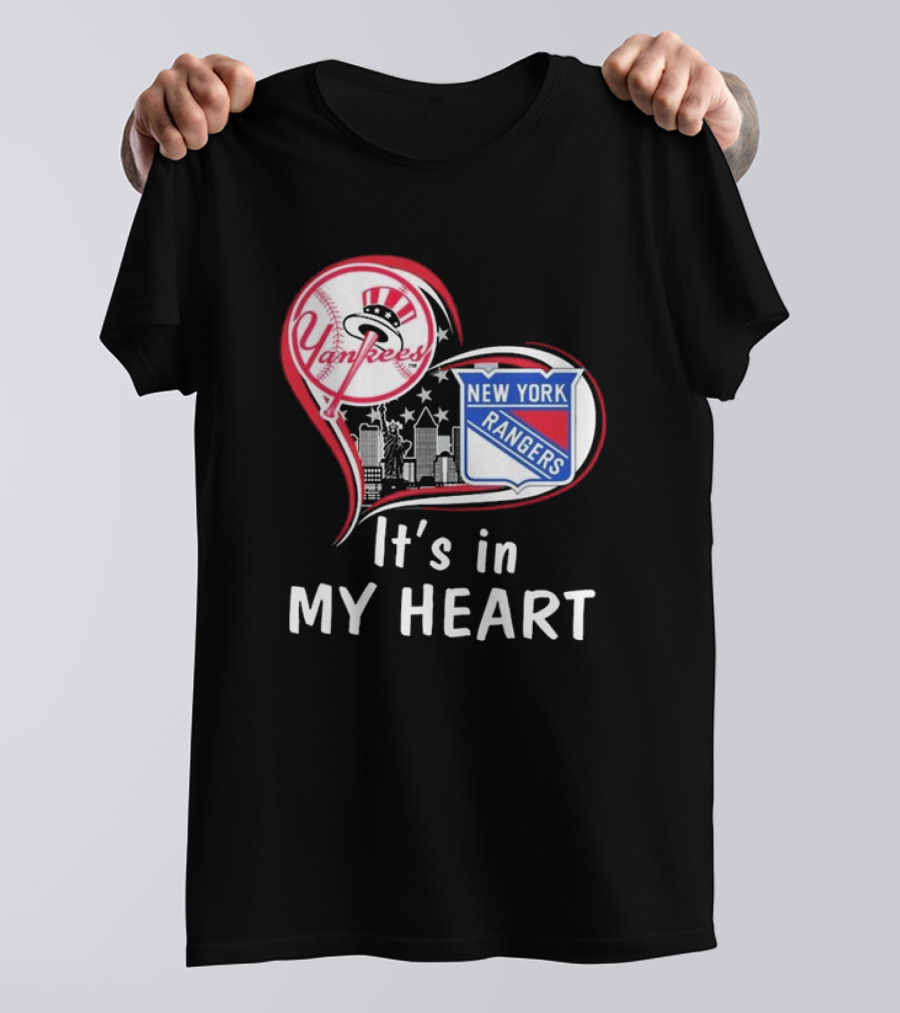 New York Yankees New York Rangers It’s In My Heart Skyline T-Shirt