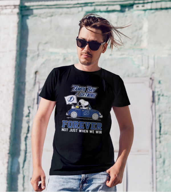 Tampa Bay Lightning Snoopy And Woodstock Driving Forever Not Just When We Win T-Shirt