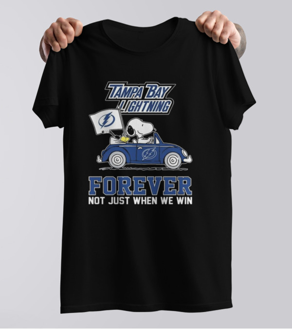 Tampa Bay Lightning Snoopy And Woodstock Driving Forever Not Just When We Win T-Shirt