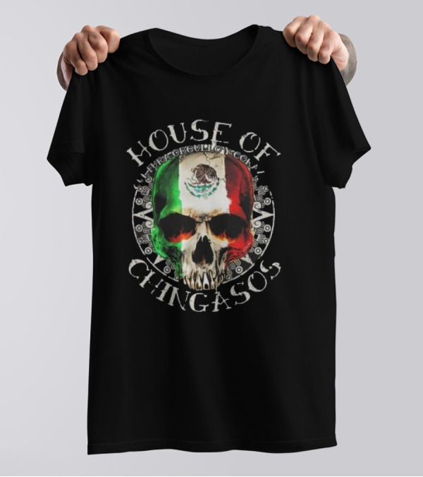 House Of Chingasos Calacas Cultura Mexican Skull Old School T-Shirt
