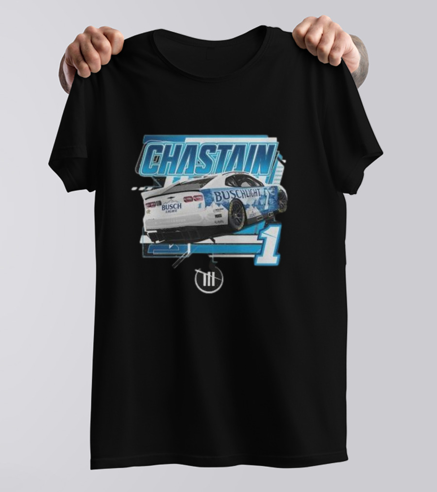 Chastain Trackhouse Racing Busch Light Car 1 Heather Charcoal T-Shirt