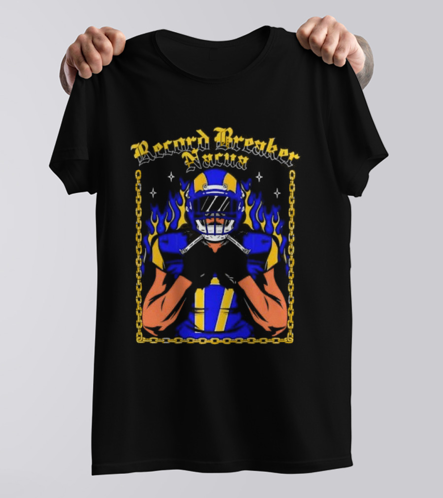 Record Breaker Nacua Football Flame And Chain T-Shirt