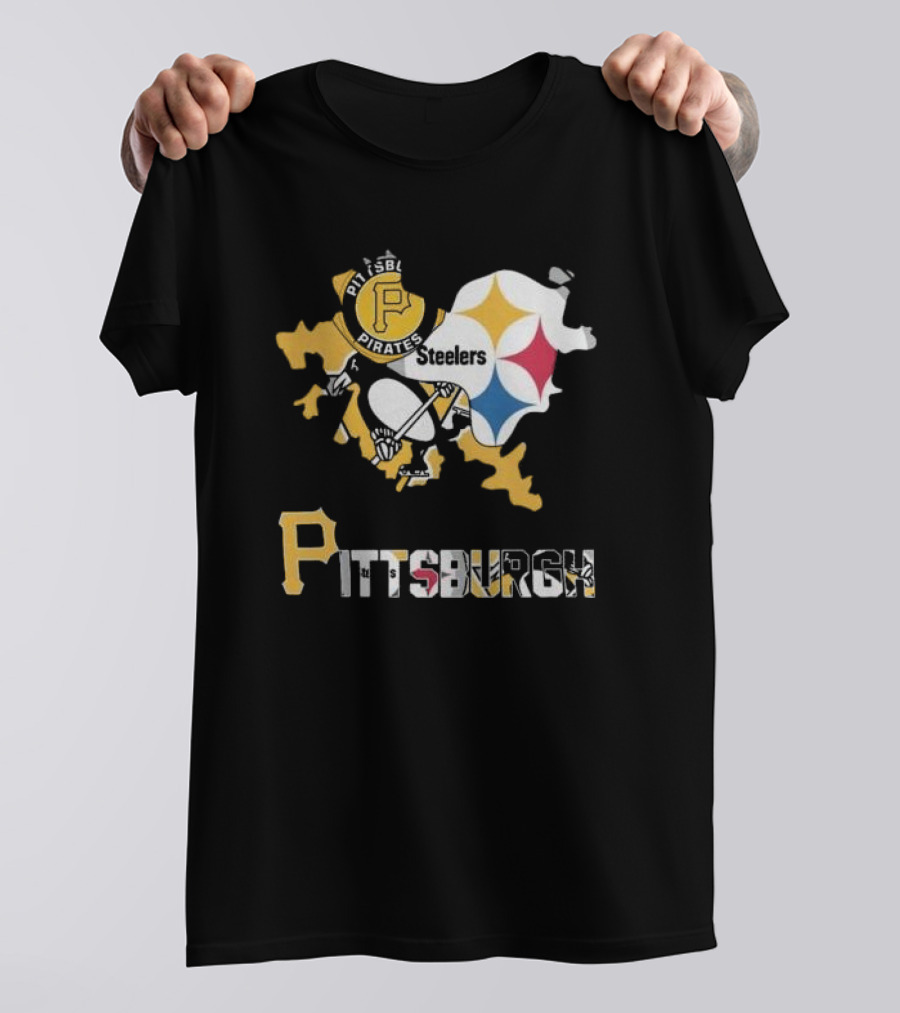 Pittsburgh Pirates Steelers Map T-Shirt