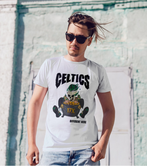 Celtics 17X Gold Skeleton不同 Here T-Shirt