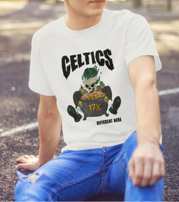 Celtics 17X Gold Skeleton不同 Here T-Shirt