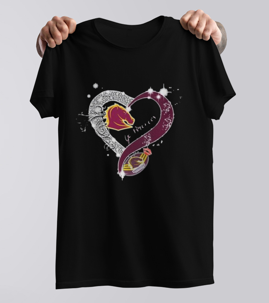 Brisbane Broncos Heart-Shaped Diamond Logo Go Broncos T-Shirt