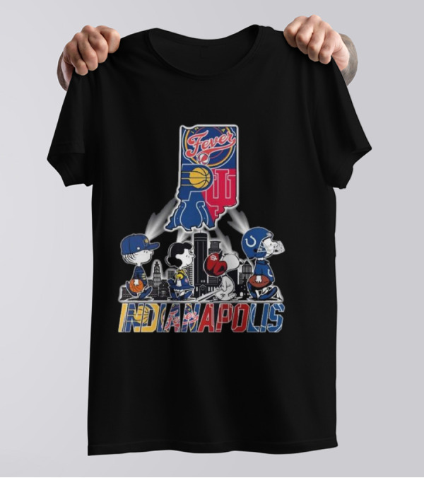 Peanuts Snoopy And Friends Crossing Indianapolis With Indiana Sports T-Shirt