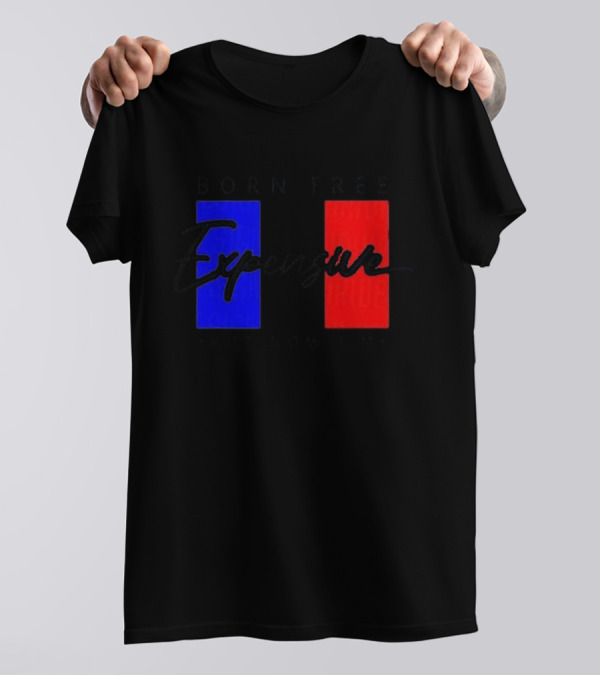 Born Free But Now I'm Expensive Red And Blue Blocks T-Shirt