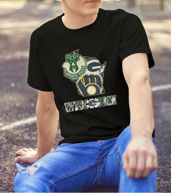 Milwaukee Bucks Green Bay Packers Milwaukee Brewers Wisconsin Team T-Shirt