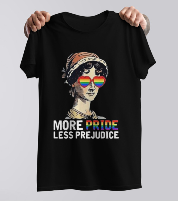 More Pride Less Prejudice Rainbow Heart Glasses T-Shirt