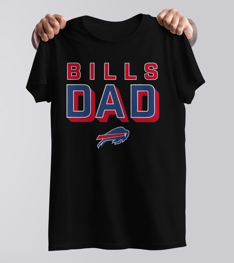 Buffalo Bills Dad Red Blue Bold Lettering T-Shirt