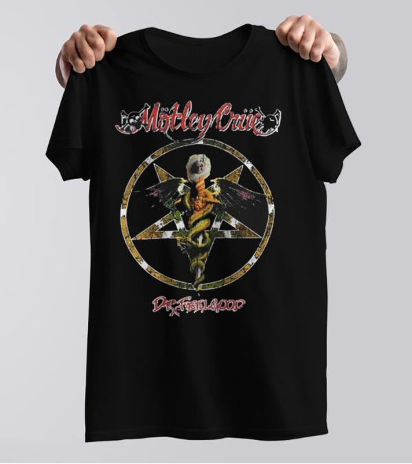 Motley Crue Dr. Feelgood Caduceus Pentagram T-Shirt