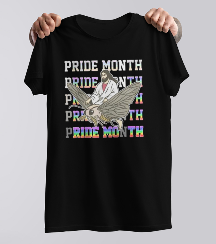 Pride Month Jesus Riding Moth T-Shirt