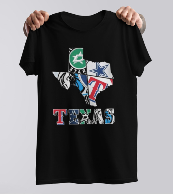 Texas Sports Teams Dallas Stars Dallas Cowboys Dallas Mavericks Texas Rangers Logos T-Shirt