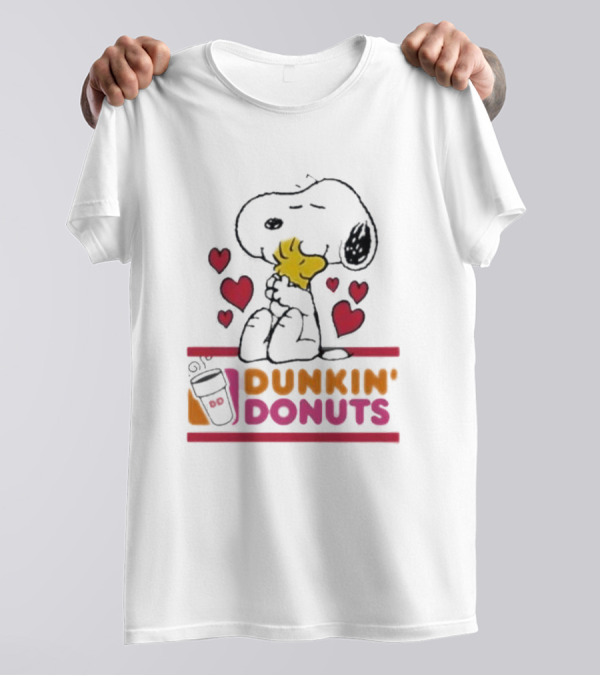 Snoopy And Woodstock With Hearts Dunkin' Donuts T-Shirt