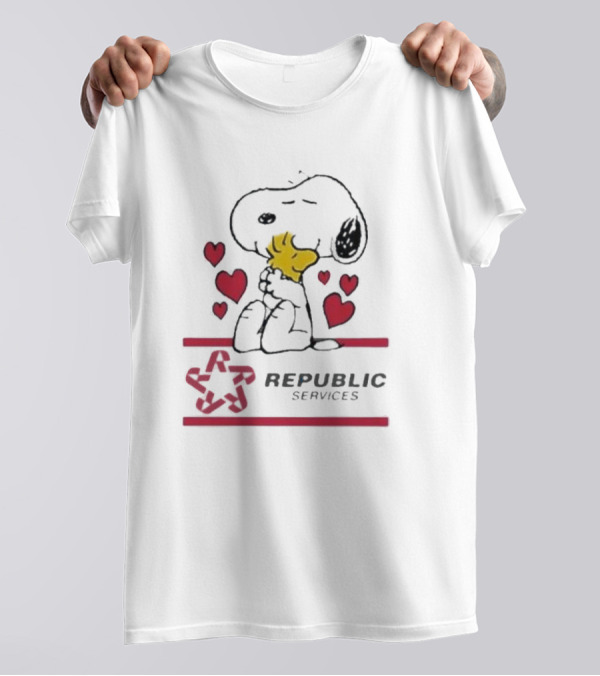 Snoopy Woodstock Republic Services Hearts T-Shirt