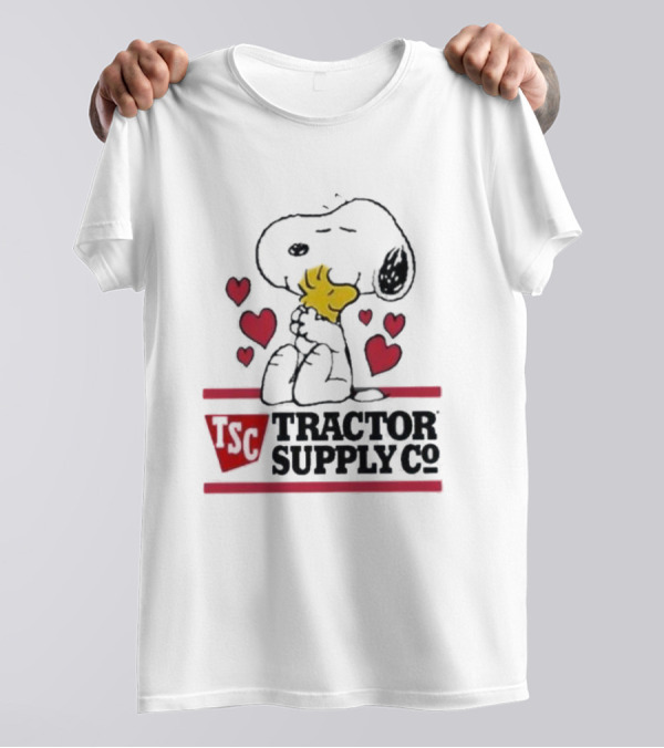 Snoopy Woodstock Hearts Tractor Supply Co Logo With TSC Emblem T-Shirt
