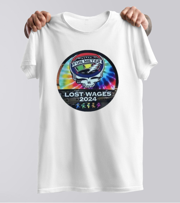 Grateful Dead Tie-Dye Fun Meter Skull Lost Wages T-Shirt